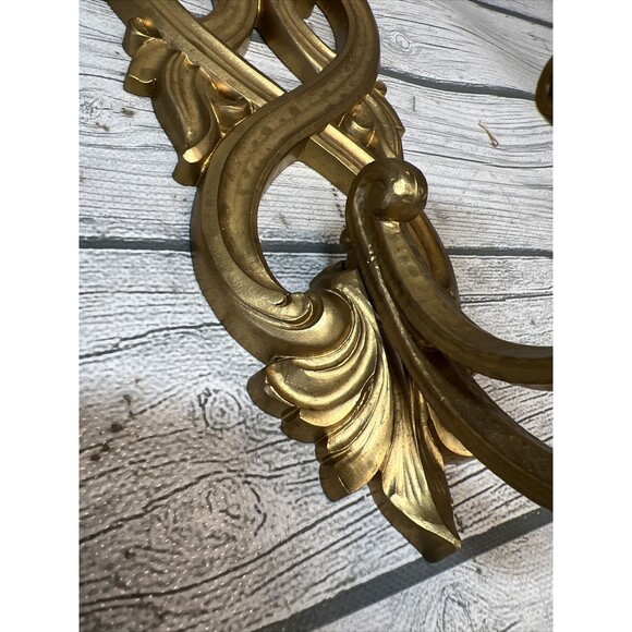 Pair Of Vtg Homco Wall Candle Sconce Regency Gold Tone Homco 1988 ~ USA - Picture 3 of 8